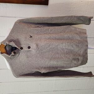 AMERICAN EAGLE OUTFITTERS Men's Brown Athletic Fit Turtle Neck Cotton Sweater